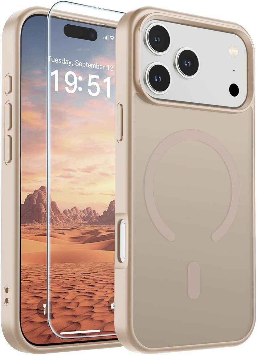 SUPFINE Magnetic for iPhone 17 Pro Max Case (Compatible with MagSafe)(Military Grade Drop Protection) Translucent Matte Shockproof with Anti-Fingerprint Phone Cover,Desert Gold - Product Image