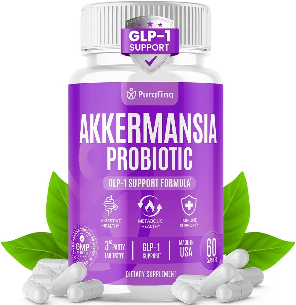 Akkermansia Probiotic with Prebiotic Chicory Inulin for Increased GLP-1 Support, Akkermansia Muciniphila Probiotic Supplement Delayed Release, Gut Health & Digestive Support USA Made (60 Capsules) - Product Image