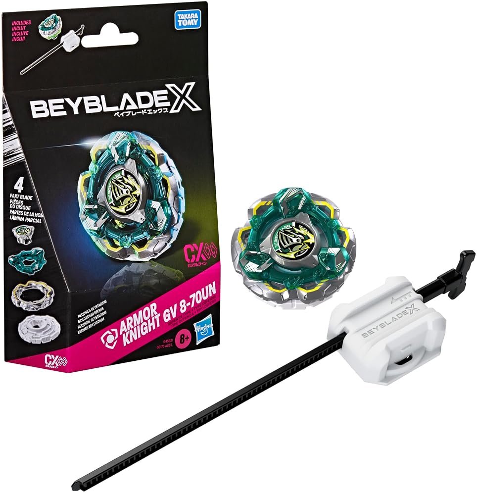 Beyblade X Fortress Knight GV 8-70UN CX Infinity Starter Pack Set, Takara Tomy Defense Type Top and Launcher, Battling Tops Game Toys, Ages 8+ - Product Image