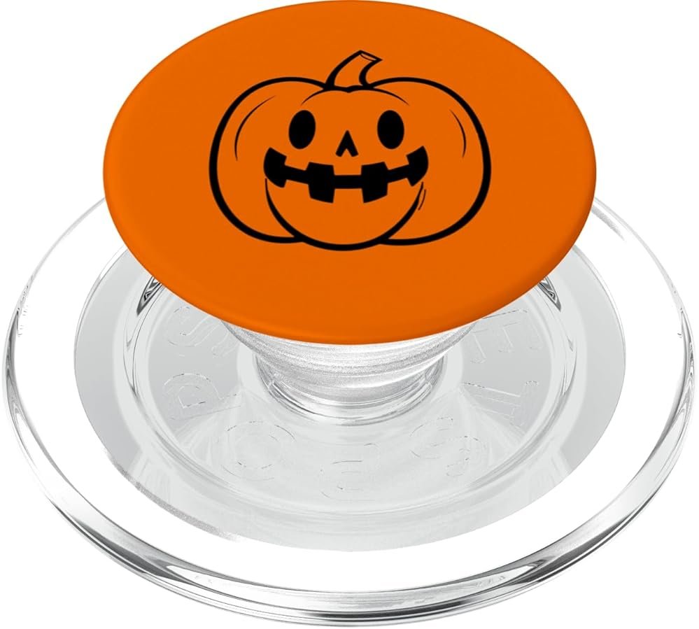 Black Jack-O-Lantern Halloween Pumpkin Spooky Fun PopSockets PopGrip for MagSafe - Product Image
