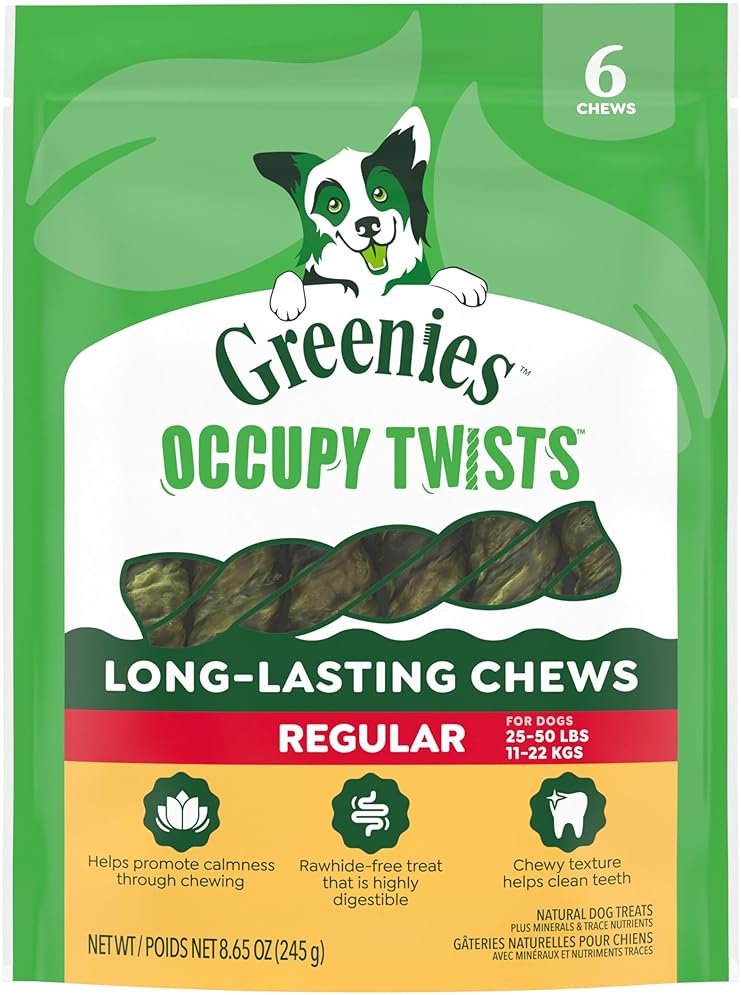 Greenies Occupy Twists Natural Dog Treats Regular Breed Size Chicken Flavor, 8.65 oz. Pack, 6 Count - Product Image