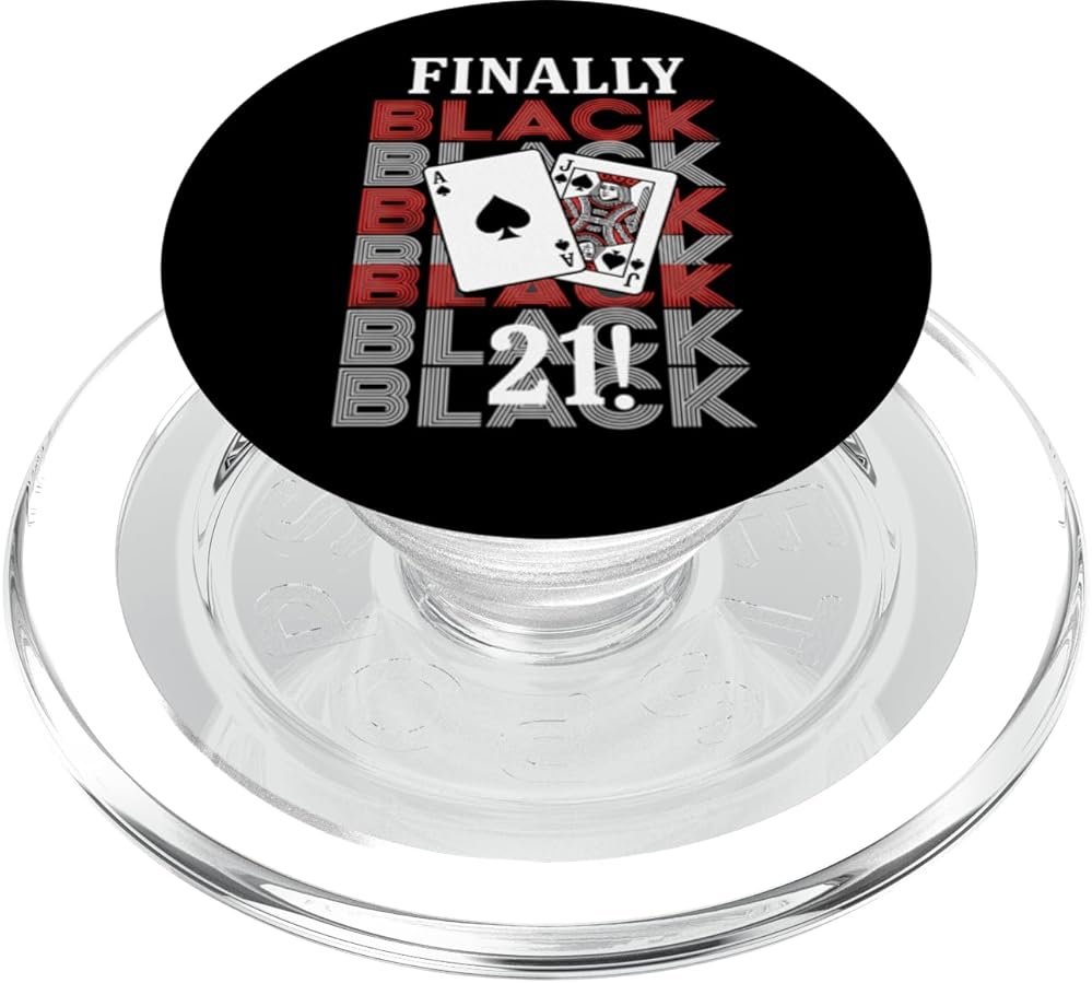 Board & Card Games Blackjack 21 Finally Black Ace & Jack PopSockets PopGrip for MagSafe - Product Image