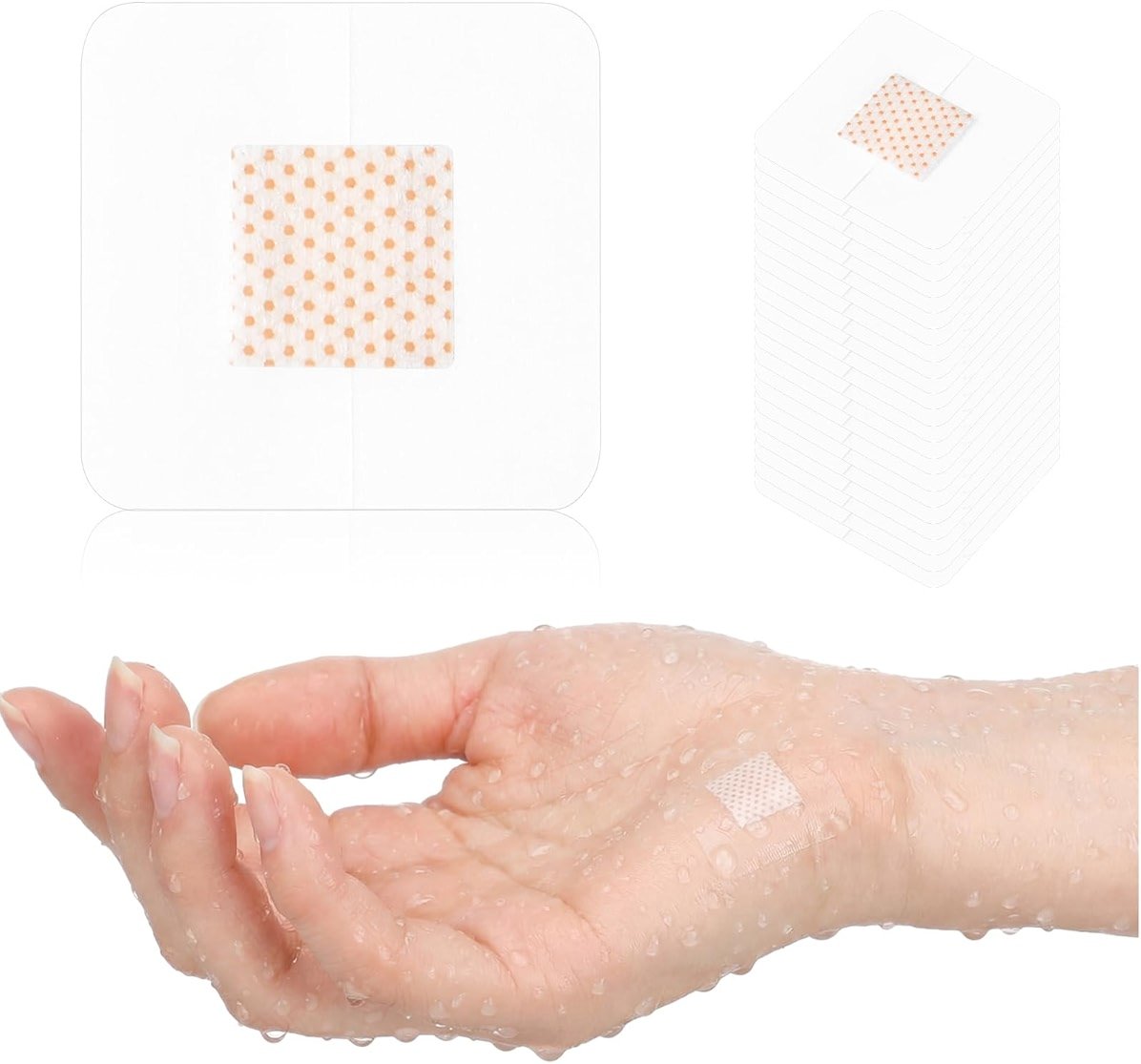 Geiserailie 150 Pcs 1 Inch Clear Waterproof Adhesive Bandage Small Square Flexible Adhesive Bandages for Adult Minor Cuts, Abrasions, and Fingertip Wounds Care, Stays on Skin in Shower or Pool - Product Image