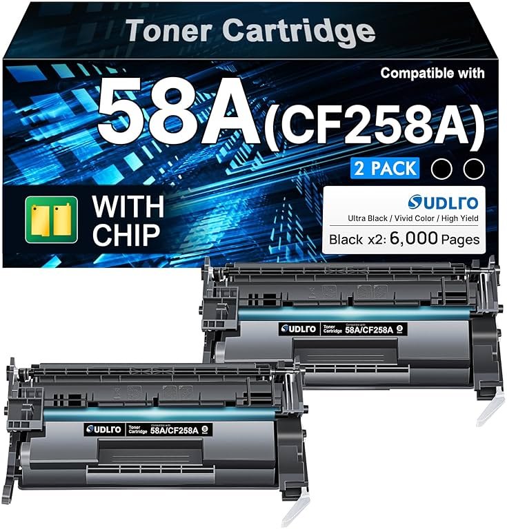SUDLTO 58A CF258A 58X CF258X - (with Chip) Replacement for HP 58A Toner Cartridge Black Compatible with HP M406dn M428fdw M428fdn M428dw M404 M428 M404n M404dn M404dw Printer (High Yield, 2 Pack) - Product Image