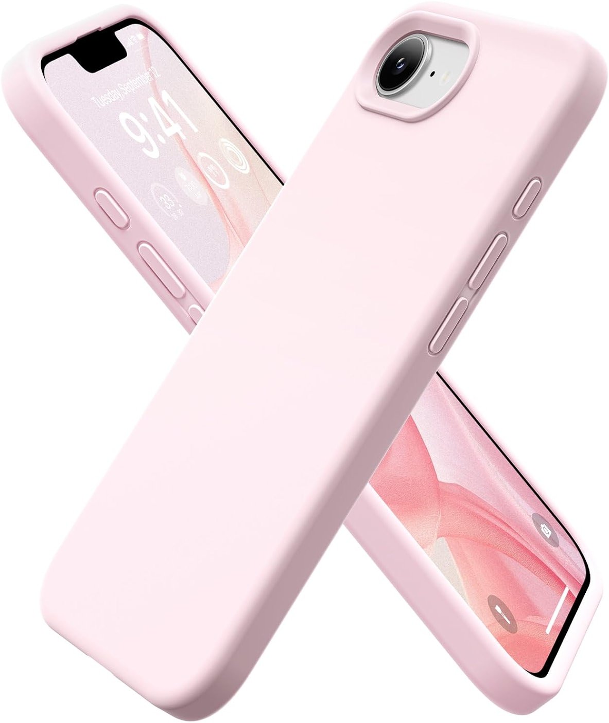 GolbinBox Magnetic for iPhone 17e Case & iPhone 16e Case, Compatible with MagSafe, [Soft Anti-Scratch Microfiber Lining], Slim Liquid Silicone Shockproof Protective Phone Case 6.1 inch, Chalk Pink - Product Image