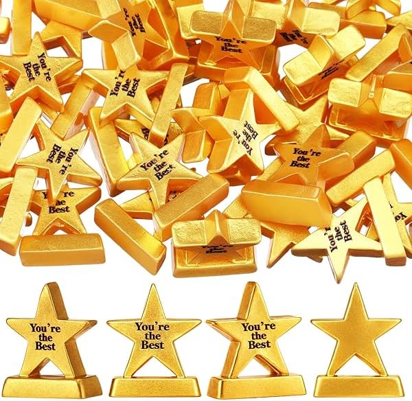Leinuosen 50 Pcs Mini Resin Star Trophy Figurines Tiny Bulk Inspirational Award Trophy Miniatures You are The Best Employee Appreciation Gifts for Events Recognition Adults Office Graduation - Product Image