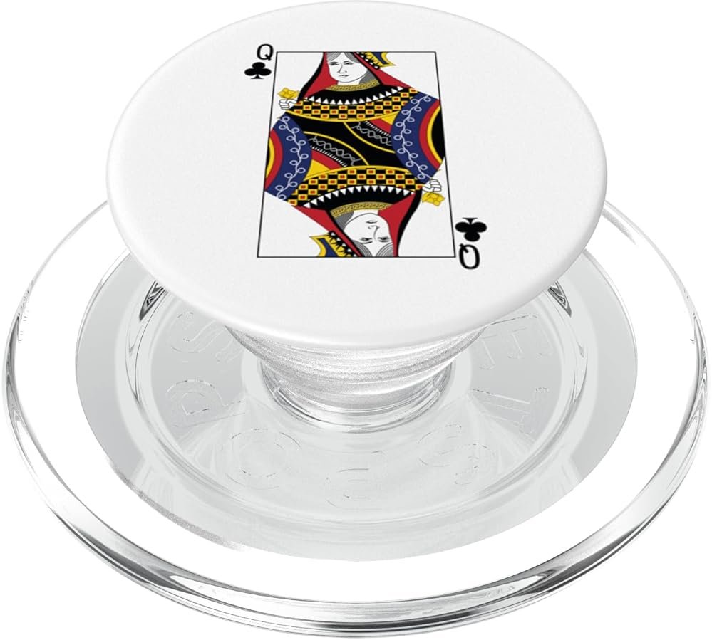 Queen Clubs Poker Card Playing Card Blackjack Card PopSockets PopGrip for MagSafe - Product Image