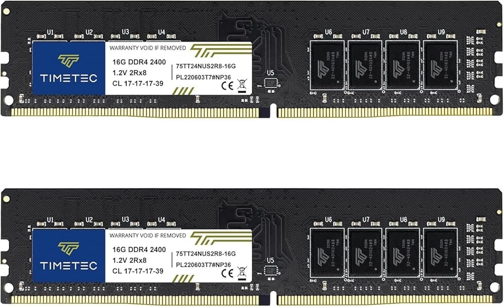 Timetec Elite 32GB KIT (2x16GB) DDR4 2400MHz (PC4-2400T) PC4-19200 UDIMM Desktop RAM – 288-Pin 1.2V CL17 Non-ECC Unbuffered DIMM Memory Module Upgrade - Product Image