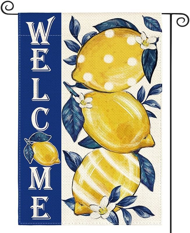 AVOIN colorlife Summer Lemon Garden Flag 12x18 Inch Double Sided Outside, Welcome Seasonal Farmhouse Burlap Yard Outdoor Decoration - Product Image