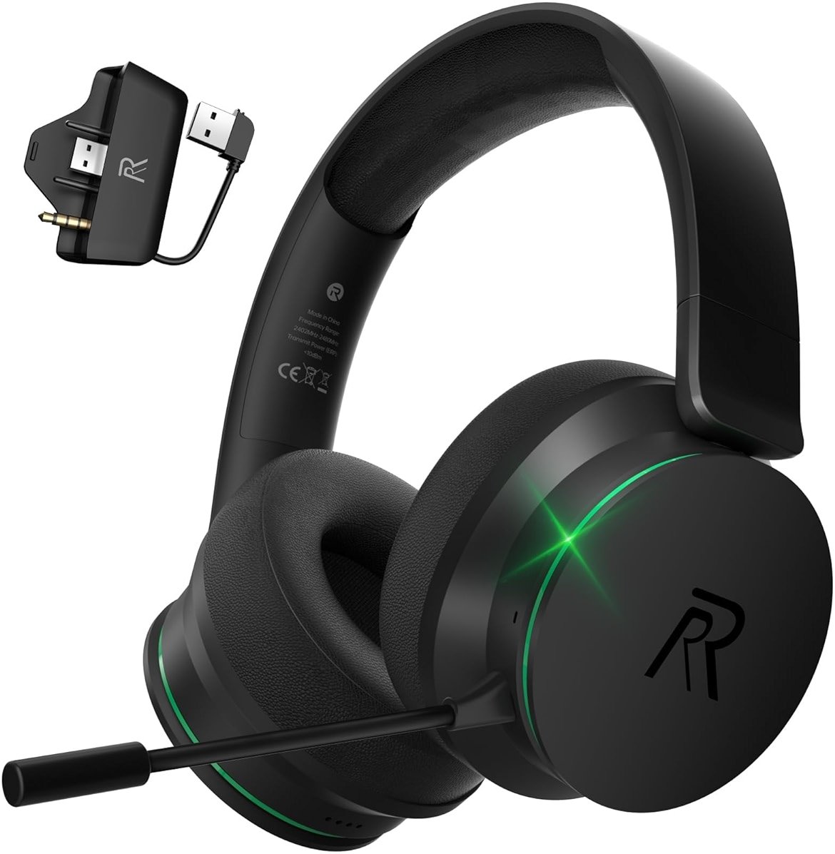 RYR Wireless Gaming Headset for Xbox Series X|S, Xbox One, PS5, PS4, Switch, Mac, Bluetooth 5.3, 3D Surround Sound, Rotatable Earmuffs, Gaming Headphones with Noise Canceling Microphones-Blackgreen - Product Image