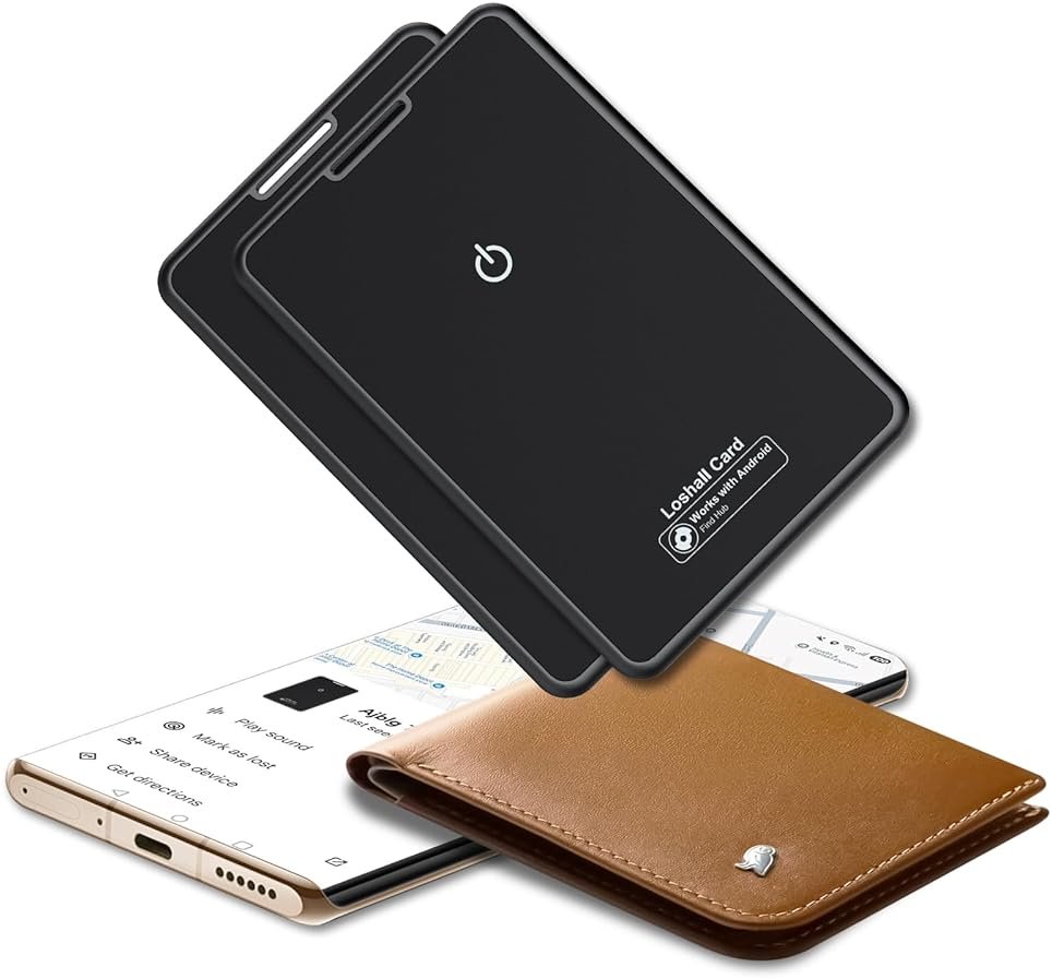 2 Pack Wallet Tracker Card for Android Bluetooth Tracker Work with Google Find Hub(Android Only), IP68 Waterproof, Item Finder for Bags, Keys, Passport - Product Image