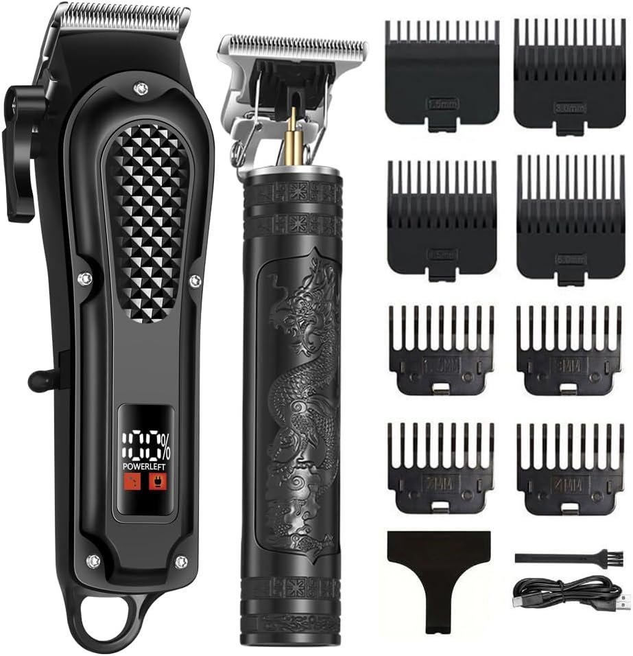OIYO Cordless Hair Clippers for Men, Self Haircut Kit for Men Electric Clippers and Trimmers, Grooming Rechargeable Beard Trimmer with Adjustable Blade & LCD Display, Hair Cutting Tools for Home use - Product Image