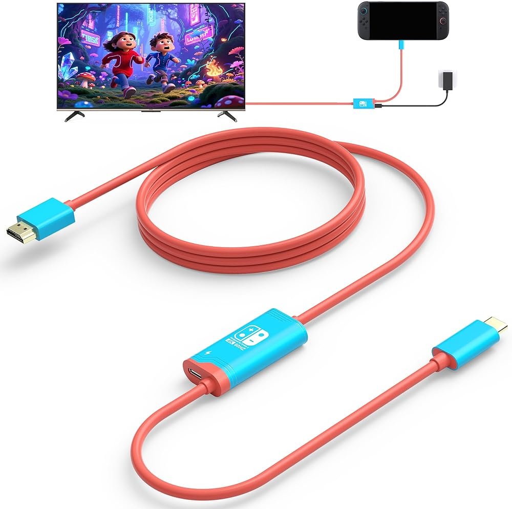 Switch 2 Dock,(Plug-and-Play) 4K@60HZ 6.6 ft,USB C to HDMI Replacement Cable for Nintendo Switch Dock,Portable Travel TV Base Adapter ＆ Travel NS2 Docking Station Cord Compatible with Nintendo Switch - Product Image