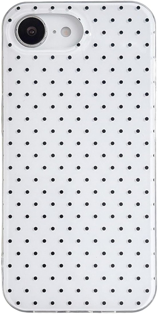 QLTYPRI Cute Phone Case for iPhone 17e/iPhone 16e Case Polka Dot Fashion Aesthetic Design for Women Girls, Slim TPU Shockproof Protective Phone Cover for iPhone 17e/16e - White - Product Image