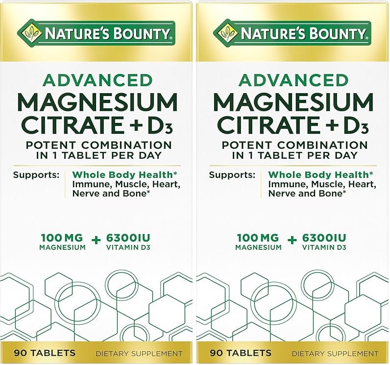 Nature's Bounty Advanced Vitamin D3 with Magnesium Citrate Immune Formula, Supports Immune and Bone Health, 90 Tablets (Pack of 2) - Product Image