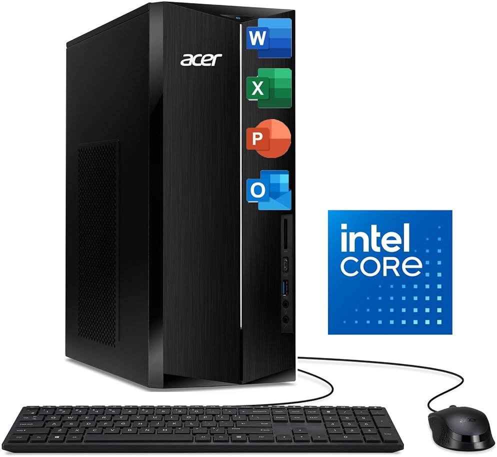 Acer 2026 Desktop Tower, Intel 14th Gen Ultra-Fast 10-Core i5 Processor, 16GB RAM, 1TB Storage HDD, Wi-Fi 6, Support 4K Monitor, Wins 11, Wired KB & Mouse, Free Office 365 on The Web - Product Image