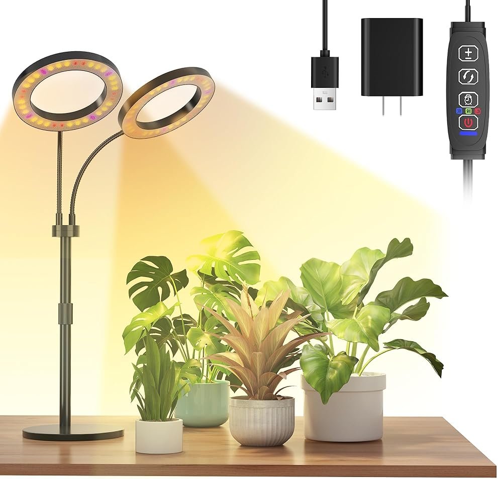 Tmsluody Grow Lights for Indoor Plants Full Spectrum, LED Plant Light with Metal Base, Plant Growing Lamps with Timer 3/9/12H, 3 Color Modes, 6 Brightness Levels, 23-30'' Adjustable Height - Product Image