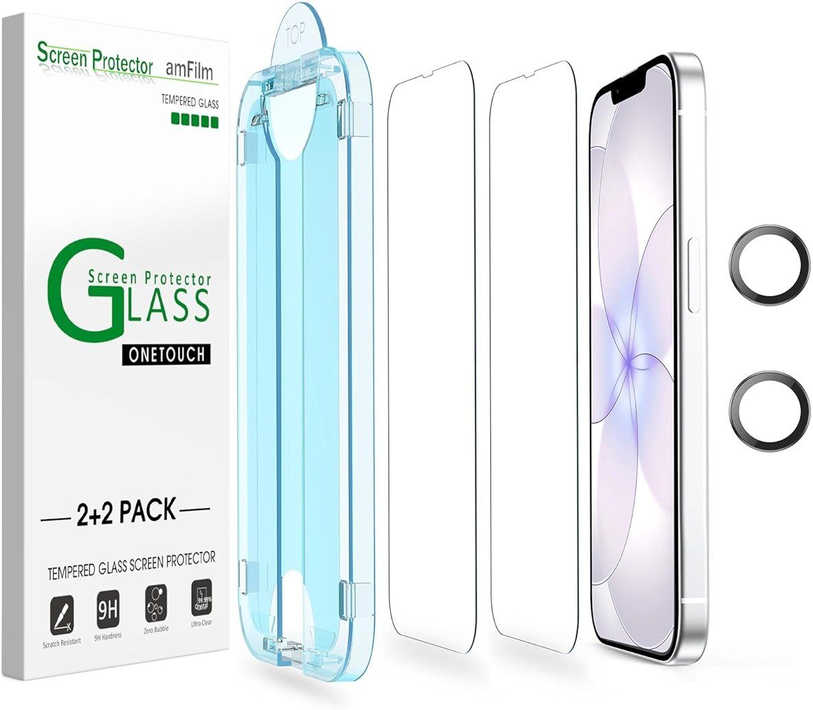 amFilm Auto-Alignment OneTouch for iPhone 17e [6.1''] Screen Protector + Camera Lens Protector, Tempered Glass, 30 Seconds Installation, Bubble Free, Case Friendly, Anti-Scratch 2 Pack - Product Image