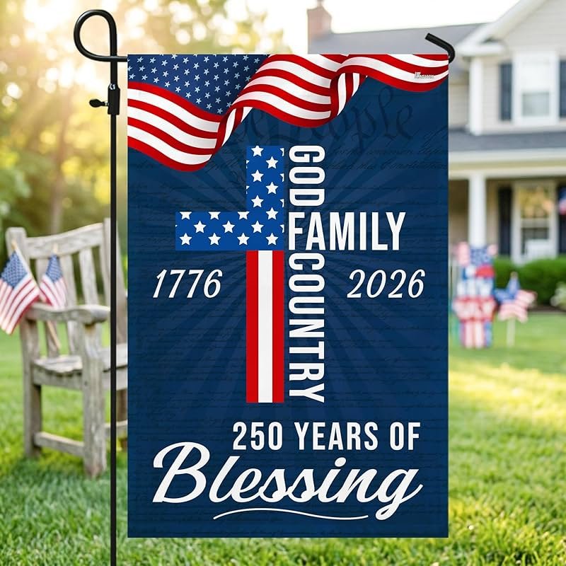 FLAGWIX American 250 Years of Blessing Flag - Polyester Double-sided Yard Flags For Outside Garden Flag (11.5" x 17.5") - 4th of July Decorations for Home Yard Garden Decor Banner, Gifts For Men Women - Product Image