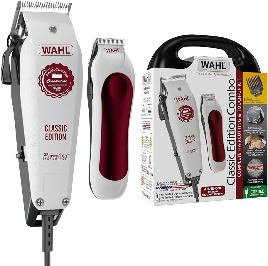 Wahl USA Classic Edition Corded Hair Clippers & Cordless Hair Trimmer for Men, Women & Children – POWERDRIVE Motor for Smooth, Consistent Haircutting & Touch-Up Trimmer – Model 3029167 - Product Image