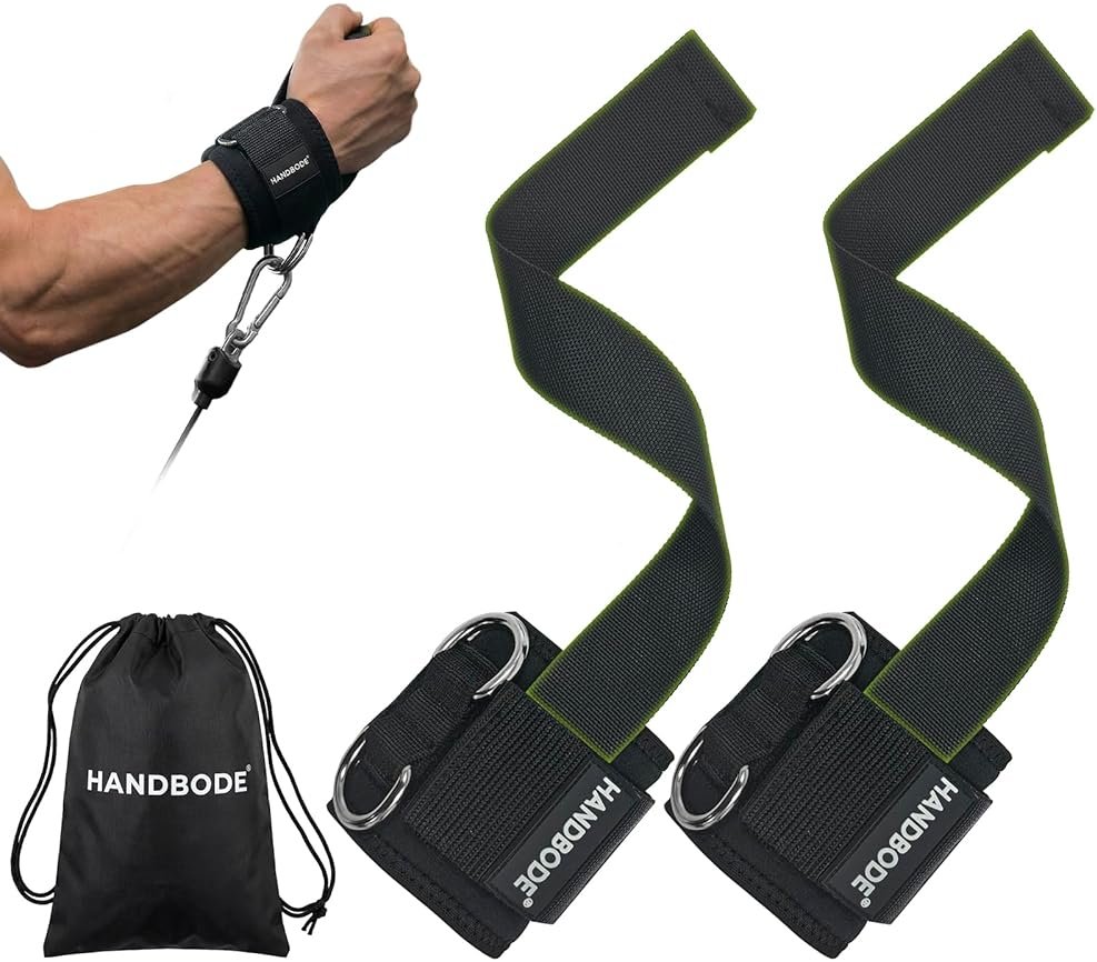HANDBODE Lifting Wrist Straps for Weightlifting, Gym Wraps with Double D-Ring for Secure Grip, Deadlift, Pull Up, Bodybuilding, Cable Workout, Fit Men Women, Extra-Long Padded - Product Image