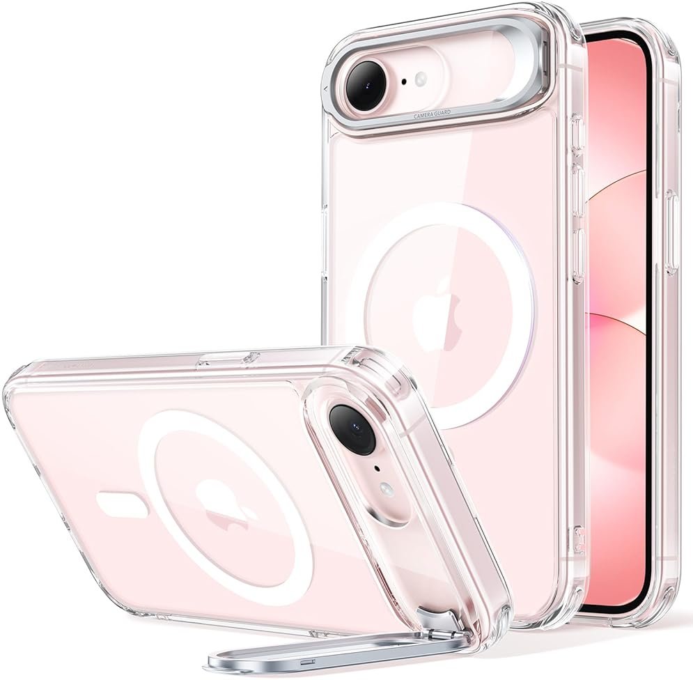ESR for iPhone 17e Case & iPhone 16e Case with Stash Stand, Compatible with MagSafe, Military-Grade Drop Protection Magnetic Phone Case for iPhone 17e/iPhone 16e, Scratch-Resistant Back Cover,Clear - Product Image