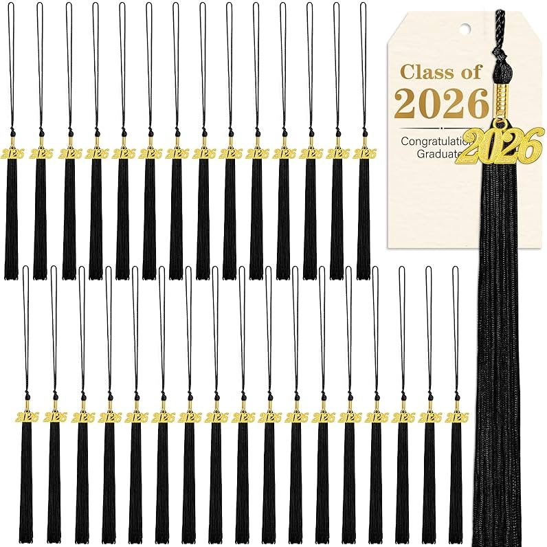 42 Sets Class of 2026 Graduation Tassels with 2026 Charms Cards and Gift Bags for Students Senior Ceremony Party Favors Bulk(Black) - Product Image