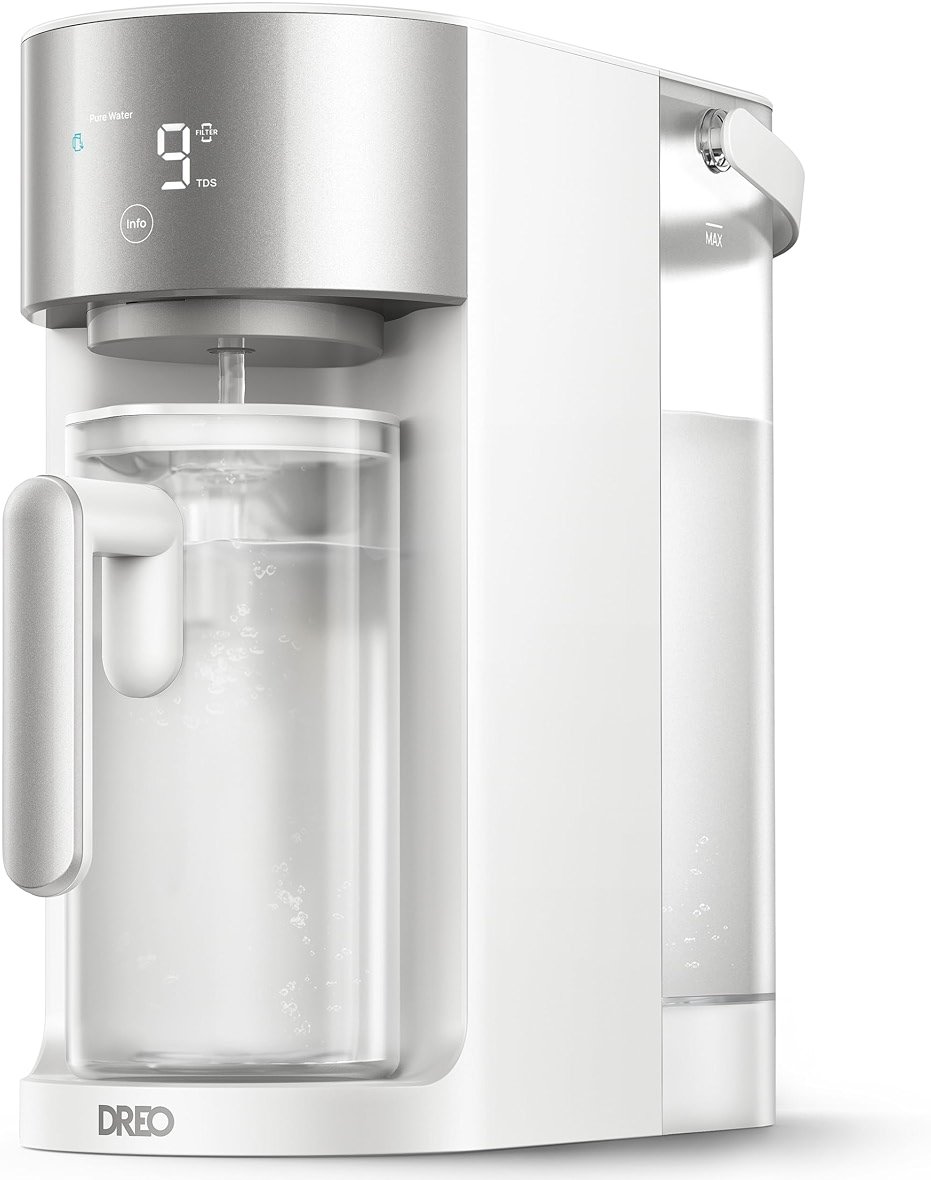 DREO Reverse Osmosis Water Filter Countertop, RO Filtration System, 3:1 Pure to Drain, TDS & Filter Life & Autofill Pitcher, Installation-Free, Self-Cleaning Water Purifier, RO Water Filter - Product Image