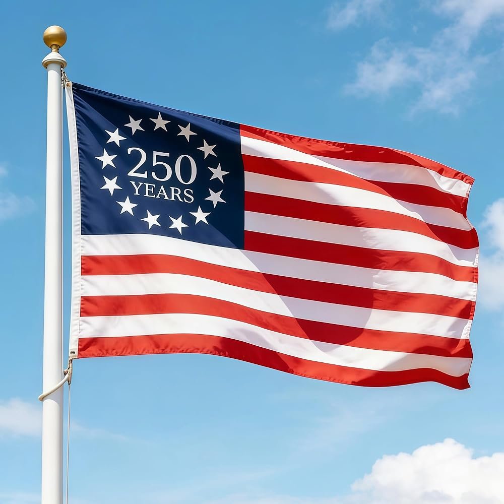 250 Year American Anniversary Flag, 3x5 Ft Double Sided American Flag, 1776-2026 250 Years Outdoor Anniversary Banner Decorations with 2 Brass Grommets (A1) - Product Image