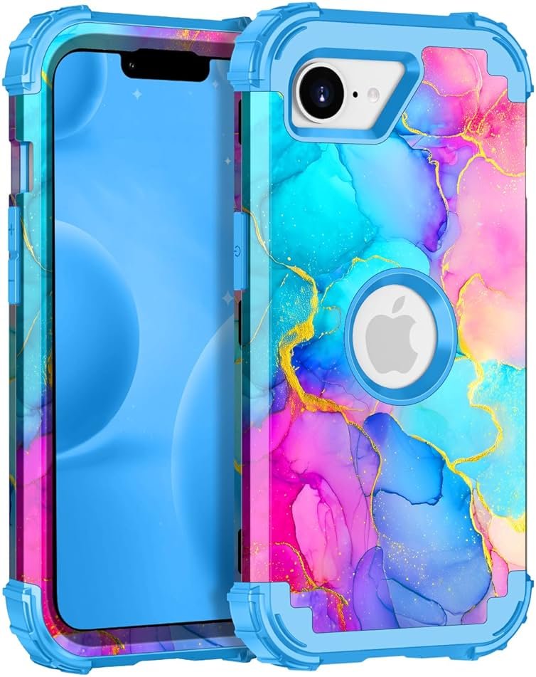 Casetego for iPhone 17e Case,iPhone 16e Case,Three Layer Heavy Duty Sturdy Shockproof Protection Full Rugged Hard PC+Soft TPU Bumper Protective Girls Case for iPhone 17e/16e 6.1 inch,Colorful - Product Image