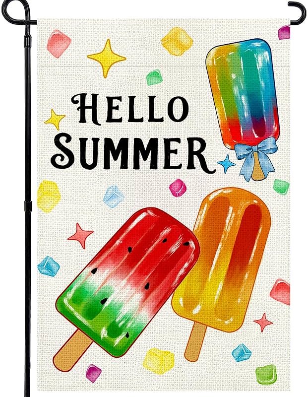 Agroon Summer Garden Flag 12x18 Inch, Popsicles Double Sided Small Burlap Flag for Yard Outdoor Decoration - Product Image