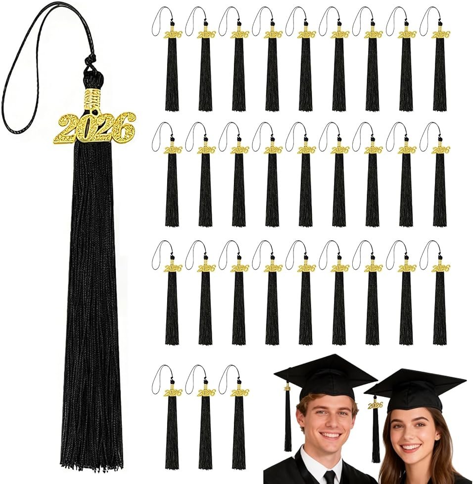 30 Pcs 2026 Tassel Graduation,Black Graduation Tassel for Graduations Cap Decorations,Tassels Memorial Grad Cords Class of 2026 College High School Graduate Hat Ceremonies Accessories - Product Image