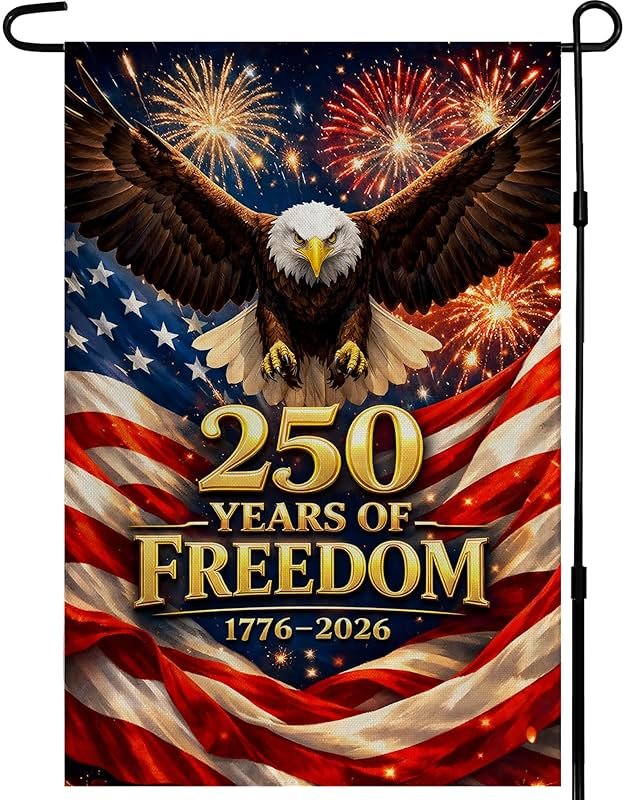 250 Anniversary USA Garden Flag | 250 Years of Freedom Double Sided America Merchandise Patriotic Banner, 4th of July Decorations Accessories for Garden Yard Porch Patio Lawn Outdoor Outside Decor - Product Image