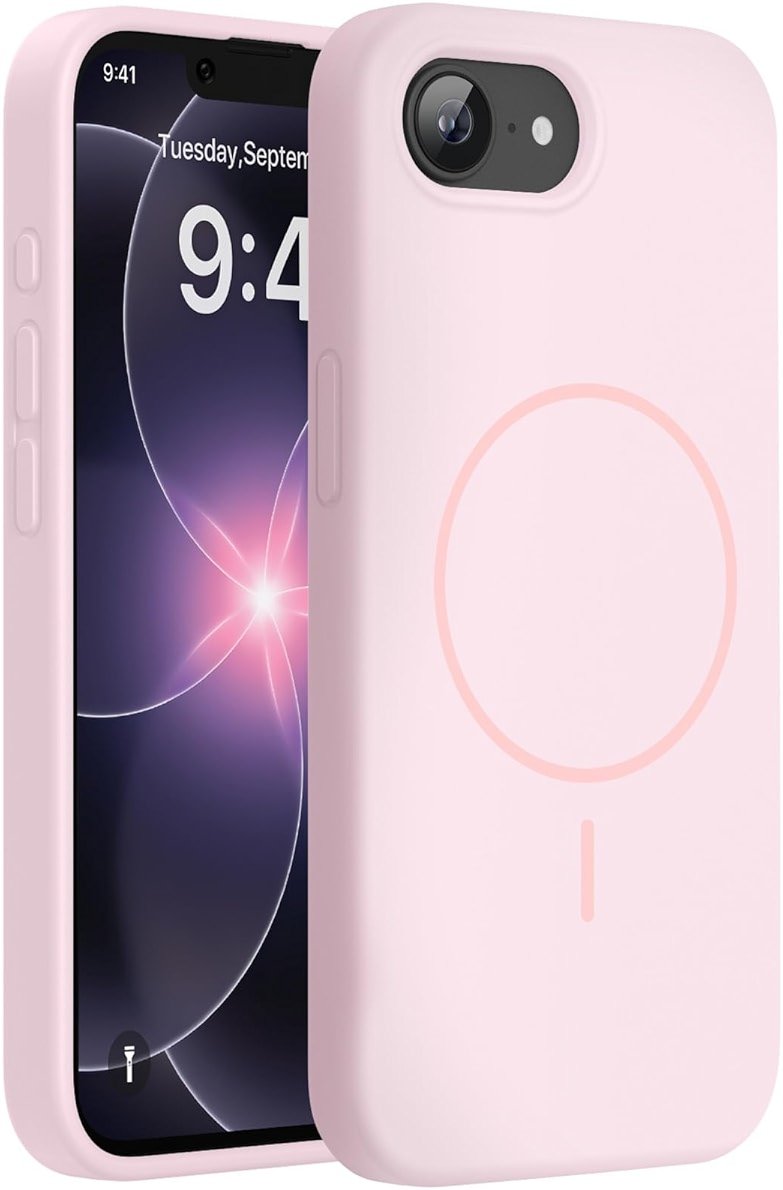 Miracase Magnetic for iPhone 17e Case & iPhone 16e Case, [Soft Anti-Scratch Microfiber Lining], Compatible with MagSafe, Silicone Shockproof Protection Phone Case for iPhone 17e/16e, Sand Pink - Product Image