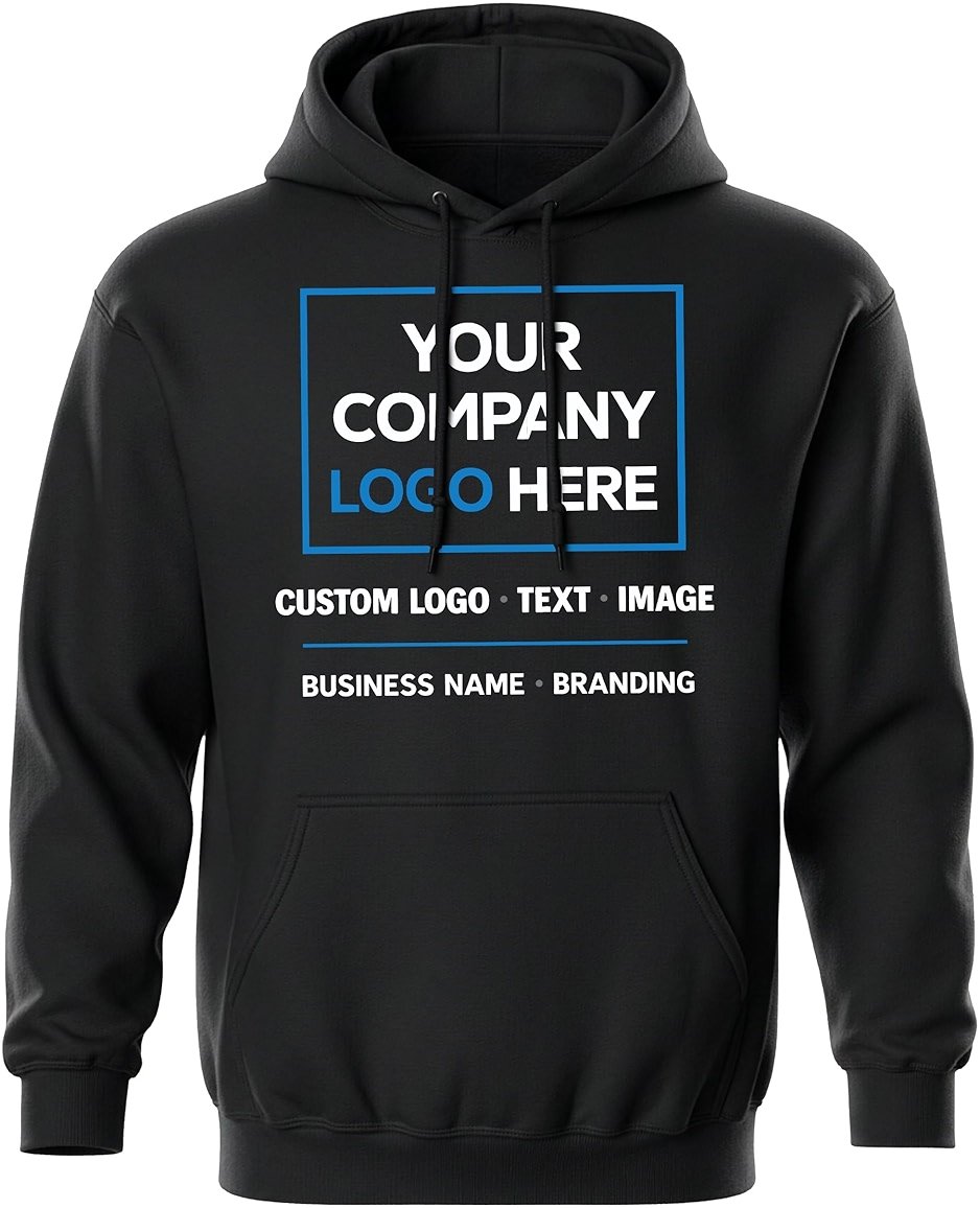 Printbox Merch Custom Hoodie for Men Women Kids, Personalized Hoodie with Your Logo, Custom Hooded Sweatshirt Front, Back & Sleeves Workwear PMFG - Product Image