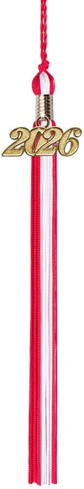 Class Act Graduation Graduation Tassel - Gold Charm - 2 Color, 2026, Red/White - Product Image