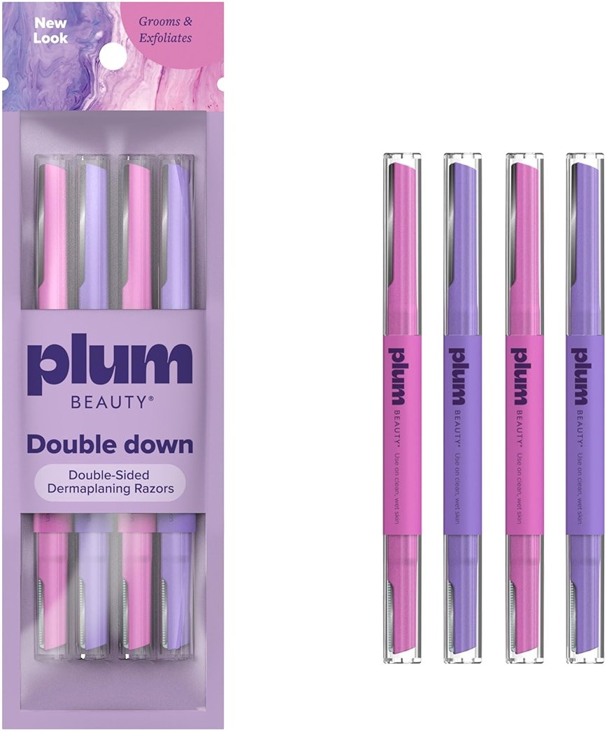 Plum Beauty Double-Sided Dermaplaning Razors (4-Pack) - Womens Facial Razors - Product Image