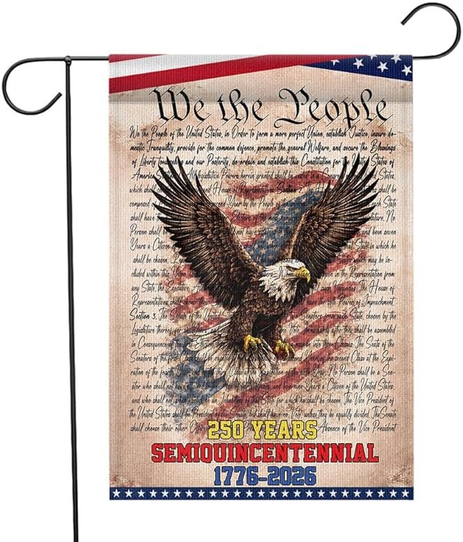 Limima We The People Flag, 250 Anniversary USA Flag, American Flags for Outside 250 Year Anniversary, 4th of July Gifts, 1776-2026 Yard Flags Outside 12x18 Inch Double Sided Outdoor Banner Decorations - Product Image