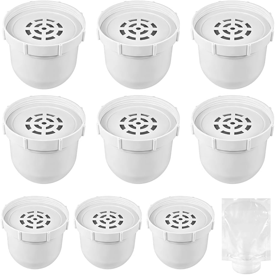 9 Pcs Water Pitcher Filters Compatible with Clearly Filtered Water Pitcher, with 1 Pre-Rinse Bag, Coconut Shell Activated Carbon, BPA-Free, Fluoride & Heavy Metals Reduction, 100 Gallon Long-Life - Product Image