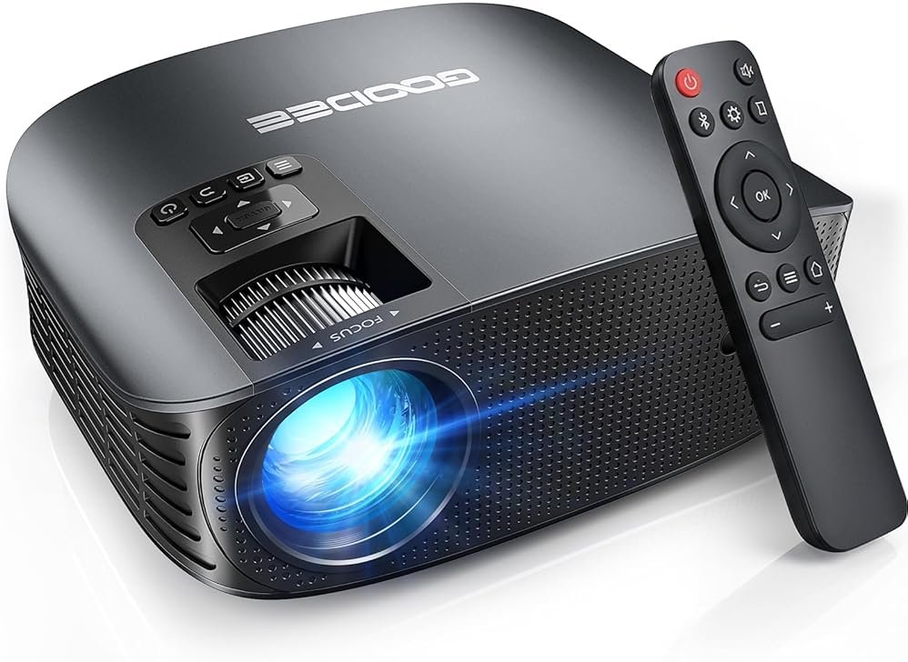 GooDee 4K Portable Projector with WiFi 6 and Bluetooth 5.4 - 2026 Upgraded Full HD Video Projector, Dolby Audio Home Theater for Outdoor Night & Bedroom Cinema, Compatible with Fire Stick/iOS/Android - Product Image