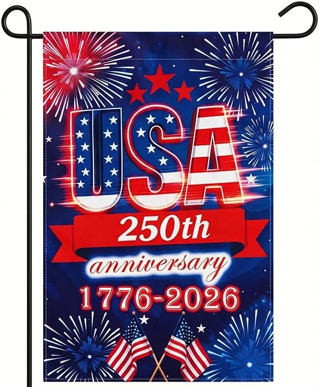 250 Anniversary USA Garden Flag - 250 Years of Freedom Double Sided 3-Ply American Patriotic Flags 1776-2026, UV Protection Fade Resistant 12x18 Inch Yard Flag Commemorative Merchandise for Outdoor Celebration - Product Image