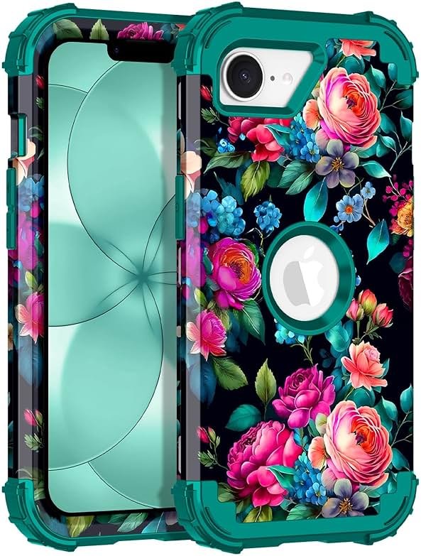 Rancase for iPhone 17e Case Case,Three Layer Heavy Duty Shockproof Protection Hard Plastic Bumper +Soft Silicone Rubber Protective Case for Apple iPhone 17e,Glow in The Dark-Blackish Green - Product Image