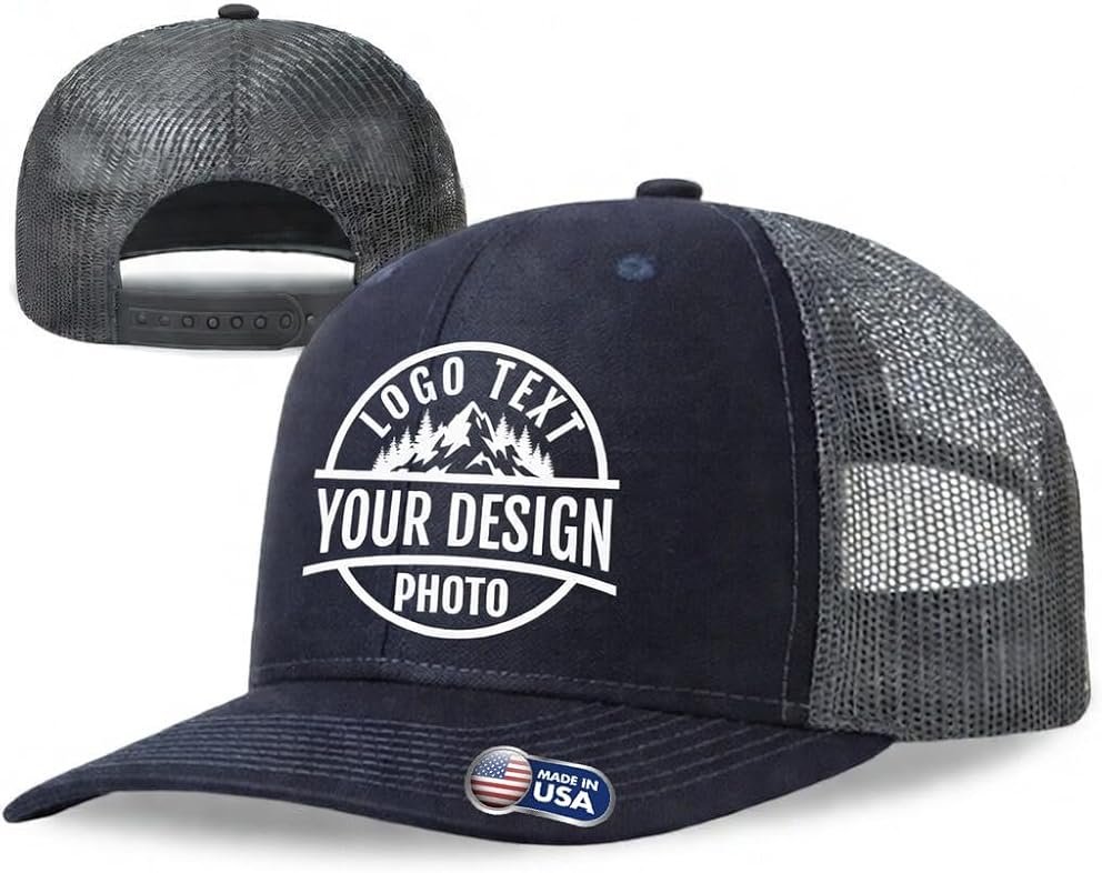 Custom Hats Bulk for Men Women Design Your Own Trucker Hats with Logo Text, Customized Baseball Cap for Business Promotion - Product Image