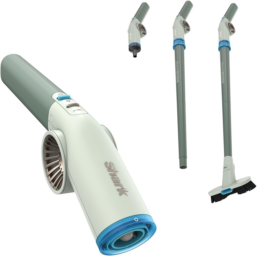 NEW Shark BlastBoss — All-in-One Air Blasting System with BlastBroom, Precision Nozzle, Extension Wand, Indoor/Outdoor Cleaning, 0-190 MPH, Cordless Handheld Blower, Rechargeable, Sage, AB2111GN​​ - Product Image