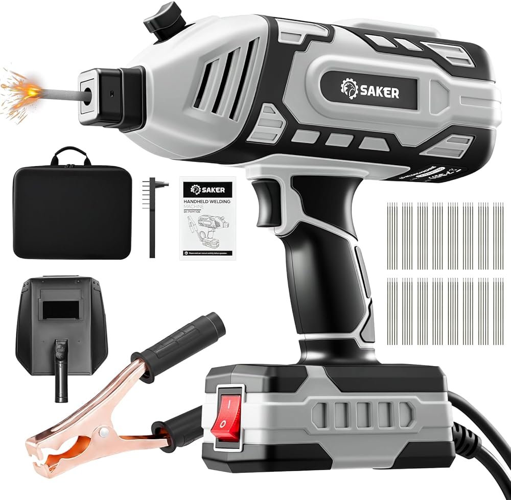 Saker Portable Welder Handheld Welding Machine with 5-Level Current Adjustment, IGBT ARC Welder Gun with 80 Welding Rods, 110V Plug & Play for DIY Home Garage Metal Welding - Product Image