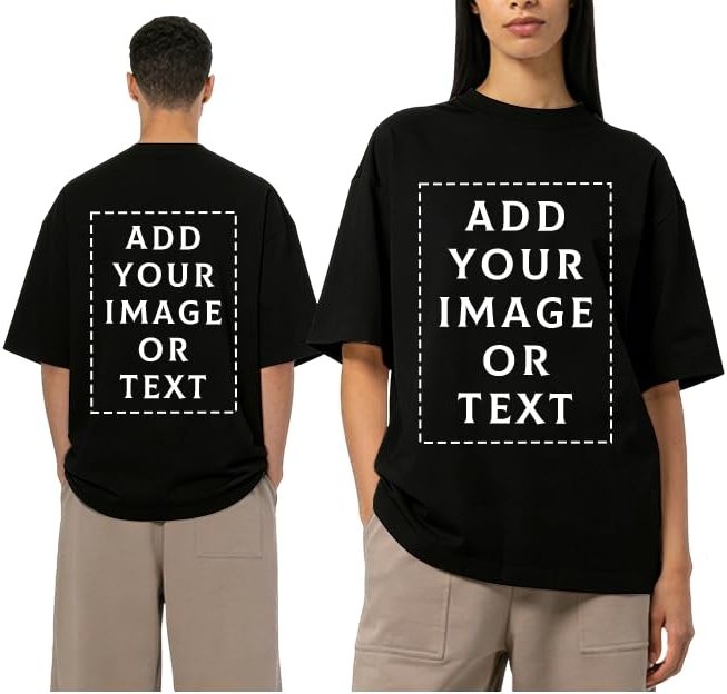 CARPESUN Custom T Shirts, Double Sided Unisex Tshirts for Adults, Custom Picture Text Logo Shirt for Personalized Gifts - Product Image