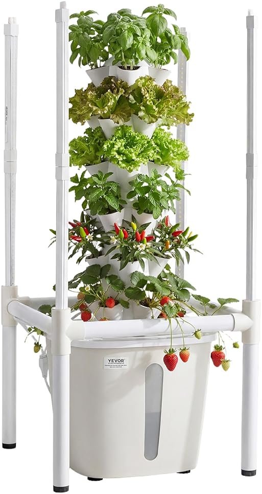 VEVOR Hydroponic Tower, 30 Pods 6 Tiers Hydroponics Growing System Kit with LED Grow Light & App Control, Vertical Home Garden with 20L Water Tank & Pump, Planter for Indoor Herbs, Fruits, Vegetables - Product Image