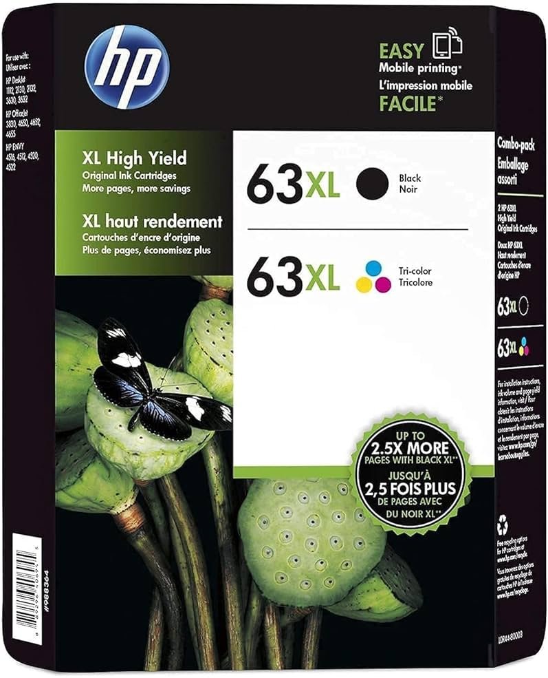HP 63XL Combo-pack Original Black And Tri-Color High Yield Ink Cartridges - Product Image