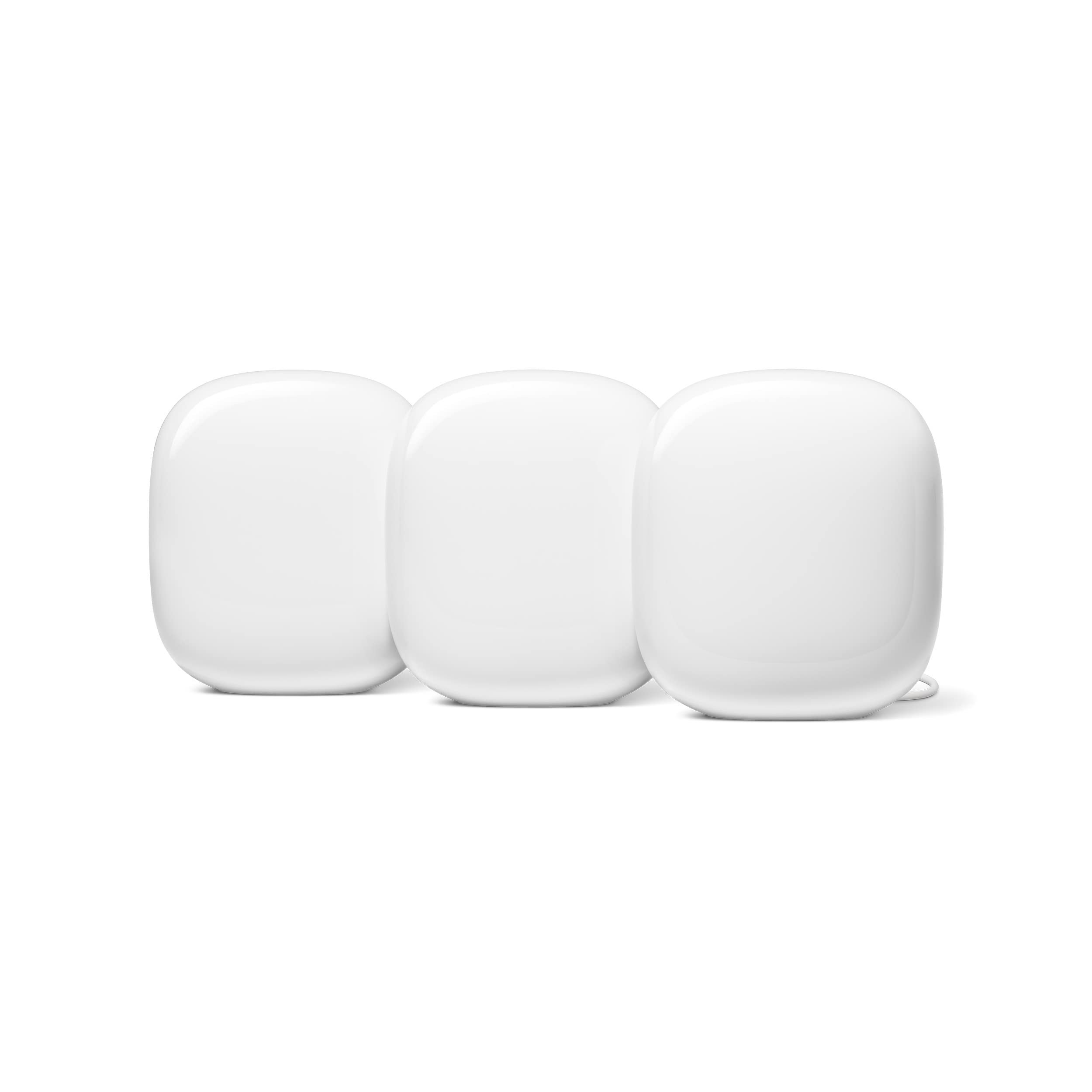 Google Nest WiFi Pro - 6E - Reliable Home Wi-Fi System with Fast Speed and Whole Home Coverage - Mesh Router - 3 Pack - Snow - Product Image