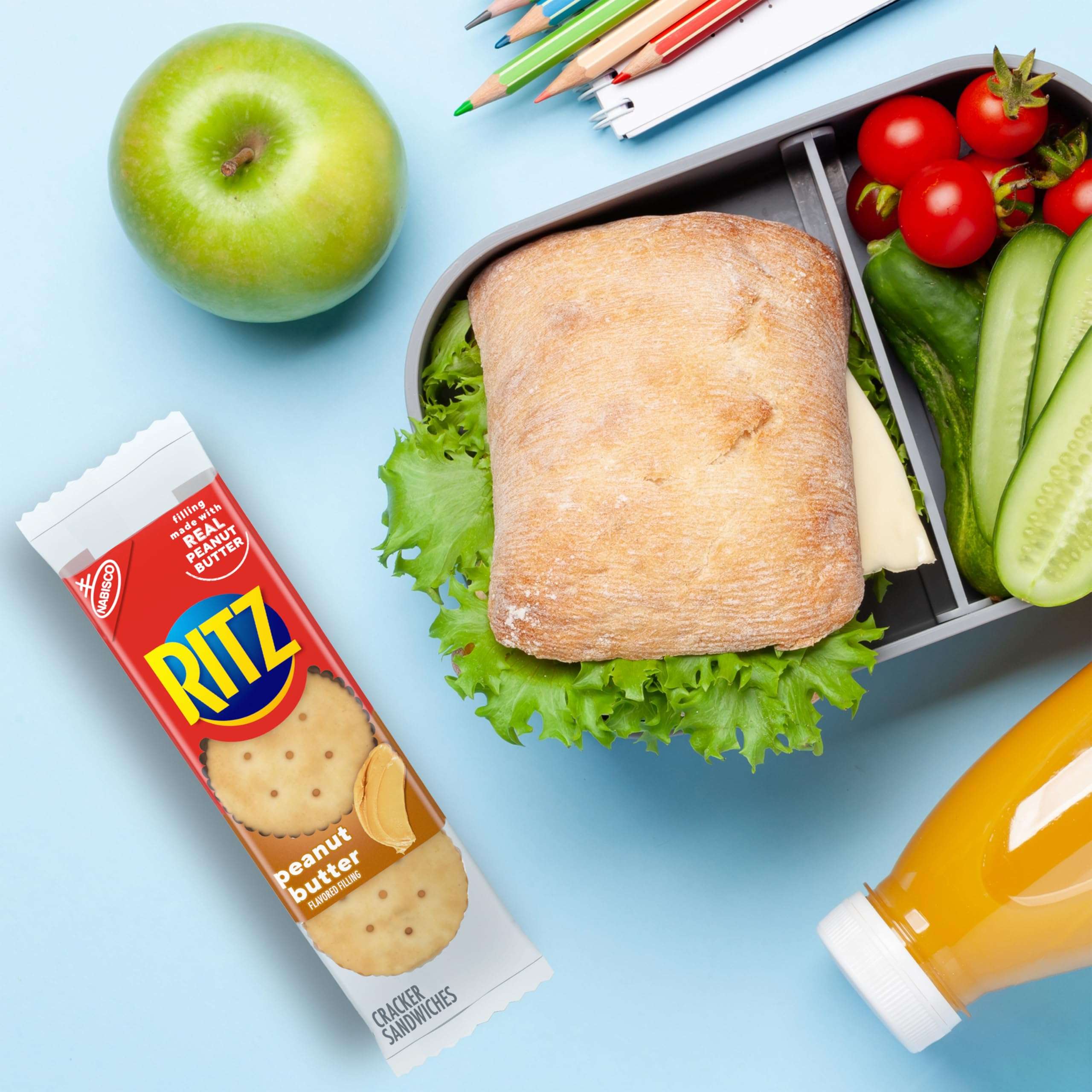 RITZ Peanut Butter Sandwich Crackers, Lunch Snacks, 112 Snack Packs (14 Boxes, 6 Crackers Per Pack) - Image 10